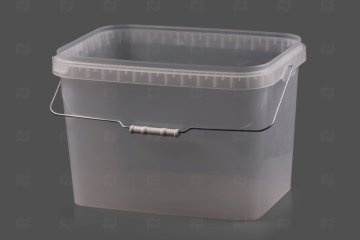 картинка Ведро 20л прямоугольное прозрачное 388*283*264мм б/крышки с к/замком с мет ручкой АУ Мир упаковки