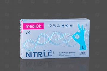 Купить Перчатки нитрил NITRILE OPTIMA б/талька голубые р-р L (50 пар) . Мир упаковки