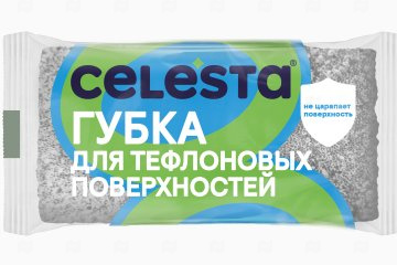 картинка Губка д/мытья тефлоновых поверхностей 120*80*25мм 1шт CELESTA Мир упаковки
