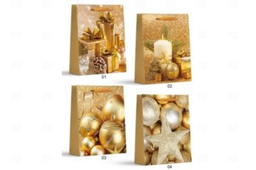 картинка Пакет ламинированный 24*18*8,5см Золотые подарки НГ SCC446-ABCD Мир упаковки