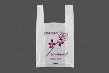 картинка Пакет майка ПНД 25+12*45см 10мк Спасибо за покупку 100шт Мир упаковки