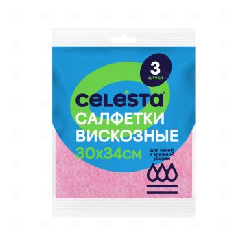 картинка Салфетки вискозные универсальные 30*34см 3шт CELESTA Мир упаковки