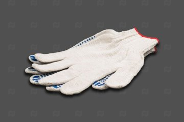 картинка Перчатки х/б белые 4нити с ПВХ точкой 10класс 1пара Мир упаковки
