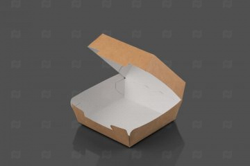 Купить Упаковка  для гамбургера L, картон, 120 х 120 х 70 мм, 50 шт/уп, НЕПЛАСТИК. Мир упаковки