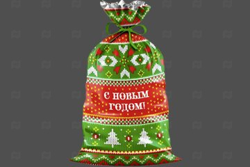 картинка Пакет подарочный 25*40см полуметалл Колядки НГ 100шт Мир упаковки