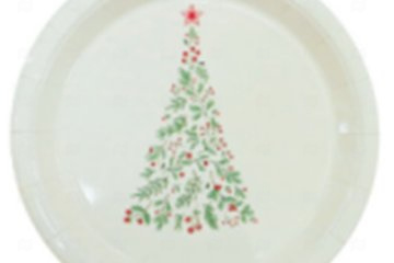 картинка Набор тарелок бумажных Новый год 3 светло-зеленый d-230мм 6шт Мир упаковки