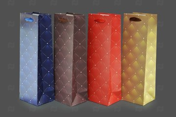 картинка Пакет ламинированный под бутылку 35*12*9см Ассорти №1 12шт Мир упаковки