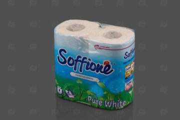 картинка Бумага туалетная 2сл белая 4рул Soffione Pure White растворимая втулка Мир упаковки