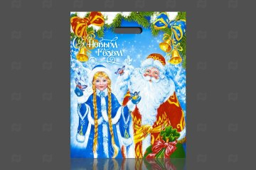 картинка Пакет с вырубной ручкой 40*47см 45мк В гостях у сказки НГ 50шт Мир упаковки