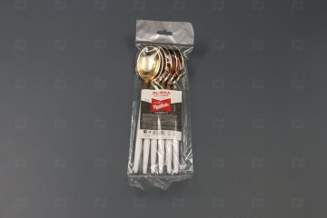 картинка Ложка Sinior Banketto с белой ручкой золото пластик 22см 6шт Мир упаковки