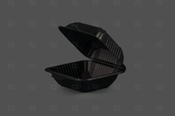 картинка Контейнер для бургера из кукурузного крахмала 153*155*78мм черный 50шт Мир упаковки