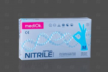 Купить Перчатки нитрил NITRILE OPTIMA б/талька голубые р-р M (50 пар) . Мир упаковки