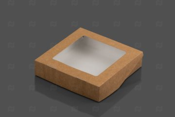 картинка Пенал бум с окном ланч бокс 1500мл 200*200*40мм самосборный крафт картон SELFBOX PRO1500 200шт  Мир упаковки