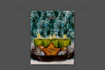 картинка Пакет с вырубной ручкой 38*47см 60мк ламинация Покров НГ 50шт Мир упаковки