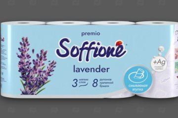 картинка Бумага туалетная 3сл белая 8рул растворимая втулка Soffione Lavender  Мир упаковки