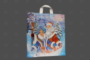 картинка Пакет с петлевой ручкой ПНД 38*42см 40мк Новогоднее пожелание НГ 25шт Мир упаковки