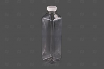 Купить Бутылка 1000мл горло d-38мм (80 шт) квадратная с крышкой прозрачная (ПЭТ) . Мир упаковки