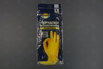 картинка Перчатки хоз латексные с хлоп напылением желтые L 2шт AVIORA  Мир упаковки