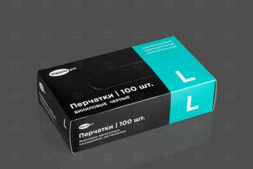 картинка Перчатки виниловые черные L 100шт Impacto Pro Мир упаковки