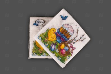 картинка Салфетки бумажные Пасха 24*24см 1сл Пасха Design 40шт Desna Мир упаковки