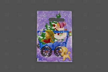 картинка Пакет с вырубной усиленной ручкой 20*30см 30мк Новогодний поезд НГ Мир упаковки