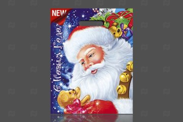 картинка Пакет с вырубной ручкой 30*40см 30мк Долгожданный подарок НГ 50шт Мир упаковки