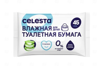 картинка Бумага туалетная влажная для детей 45шт Celesta Мир упаковки