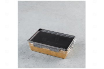 картинка Контейнер бум с крышкой 400мл 125/145*75/95*45мм крафт+черный 50шт Мир упаковки