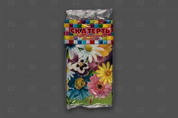 картинка Скатерть полиэтиленовая 1200х2200 35 мк Цветочная поляна  Мир упаковки