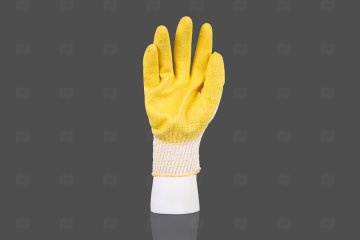 картинка Перчатки х/б прорезиненные 1-латексный облив желтый 1пара Мир упаковки