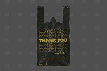 картинка Пакет майка ПВД 30+16*56см 40мк Thank You черный золото  Мир упаковки