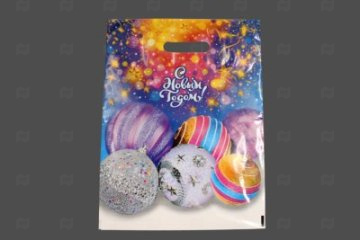 картинка Пакет с вырубной ручкой 31*40см 60мк ламинация Дискотека НГ 50шт Мир упаковки