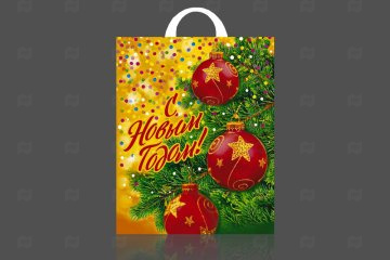 картинка Пакет с петлевой ручкой 28*35см 55мк Золото зимы НГ 25шт Мир упаковки