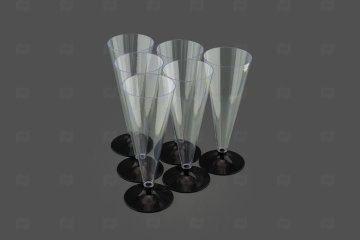 картинка Фужер конус 150/180мл (6шт) "Sinior Banketto"прозрачный черная ножка Мир упаковки