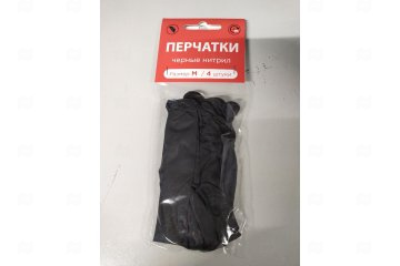 картинка Перчатки нитрил б/талька черные р-р M (4шт) Мир упаковки