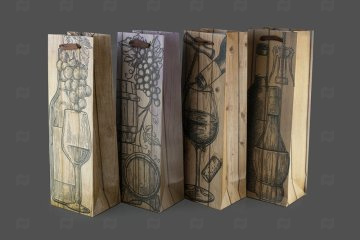 картинка Пакет ламинированный под бутылку 35*12*9см Крафт Вино-1 SCW087-ABCD Мир упаковки