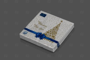 картинка Салфетки бумажные НГ 33*33см 3сл Подарок синяя лента NEW 20шт Art Bouquet Origina Мир упаковки