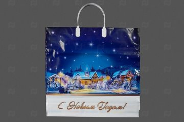 картинка Пакет с пластиковой ручкой 38*35см Первый снег НГ Мир упаковки