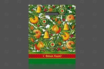 картинка Пакет с вырубной ручкой 31*40см 60мк ламинация Холидей НГ 50шт Мир упаковки