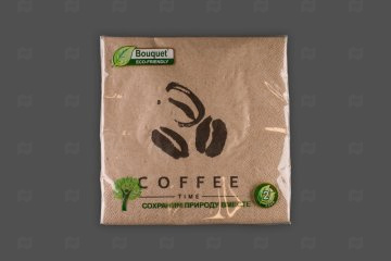 картинка Салфетки бумажные 33*33см 2сл Coffee Time крафт 25шт Bouquet eco-friendly Мир упаковки