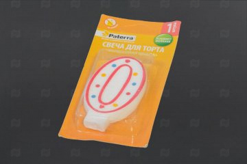 картинка Свеча для торта Paterra "Цифра 0" (1шт.) арт.401-503 Мир упаковки