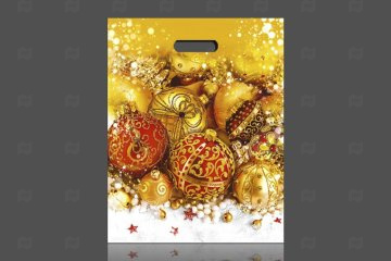 картинка Пакет с вырубной ручкой 40*50см 75мк Елочный наряд НГ 50шт Мир упаковки