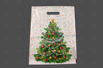 картинка Пакет с вырубной ручкой 31*40см 60мк ламинация Каникулы НГ 50шт Мир упаковки