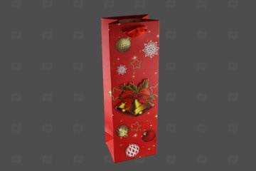 картинка Пакет ламинированный под бутылку 35*12*9см Рождественская песня НГ SCW756-ABCD Мир упаковки