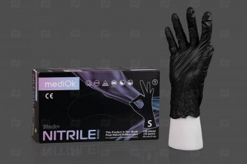 Купить Перчатки нитриловые ЧЕРНЫЕ M MEDIOK (50 пар) . Мир упаковки