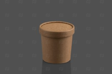 картинка Контейнер бум с крышкой 340мл 93*90*73мм крафт ECO SOUP 12С 250шт Мир упаковки