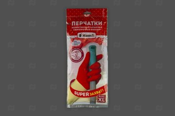 картинка Перчатки хоз латексные сверхпрочные белый-красный XL 2шт Komfi  Мир упаковки