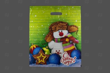 картинка Пакет с вырубной ручкой 40*47см 45мк Снежок НГ 50шт Мир упаковки