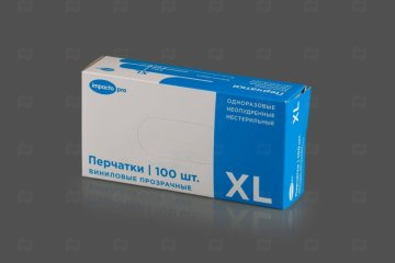картинка Перчатки виниловые прозрачные XL 100шт Impacto Pro Мир упаковки