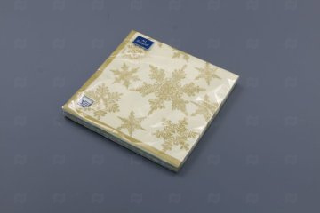 картинка Салфетки бумажные НГ 33*33см 3сл Снегопад золото 12шт Art Bouquet Originа Мир упаковки